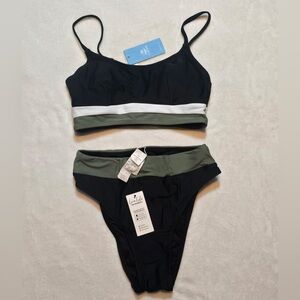Cupshe Black and Green Bikini Set XS NWT